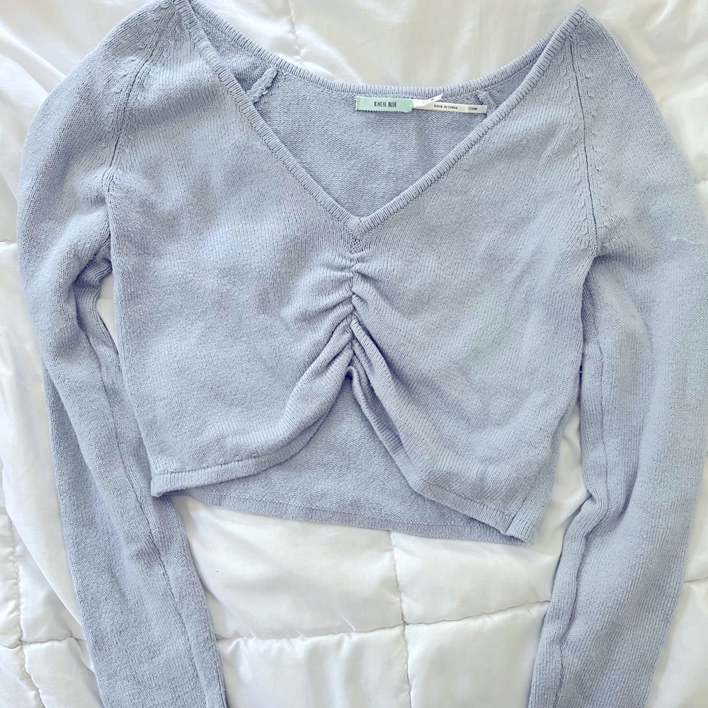 Urban Outfitters “KIMCHI BLUE” cropped gray/blue sweater size M